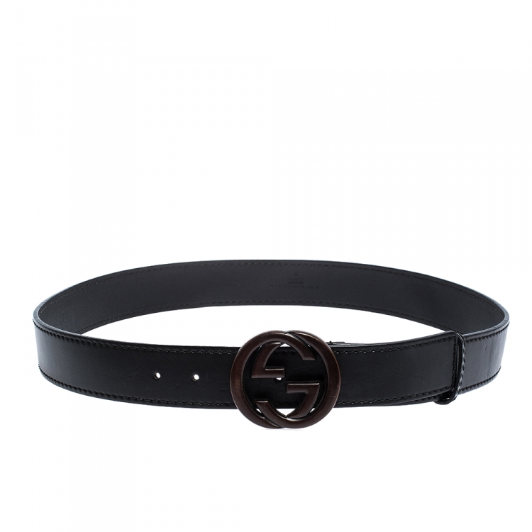 Gg buckle leather belt Gucci Black size 90 cm in Leather - 35331977