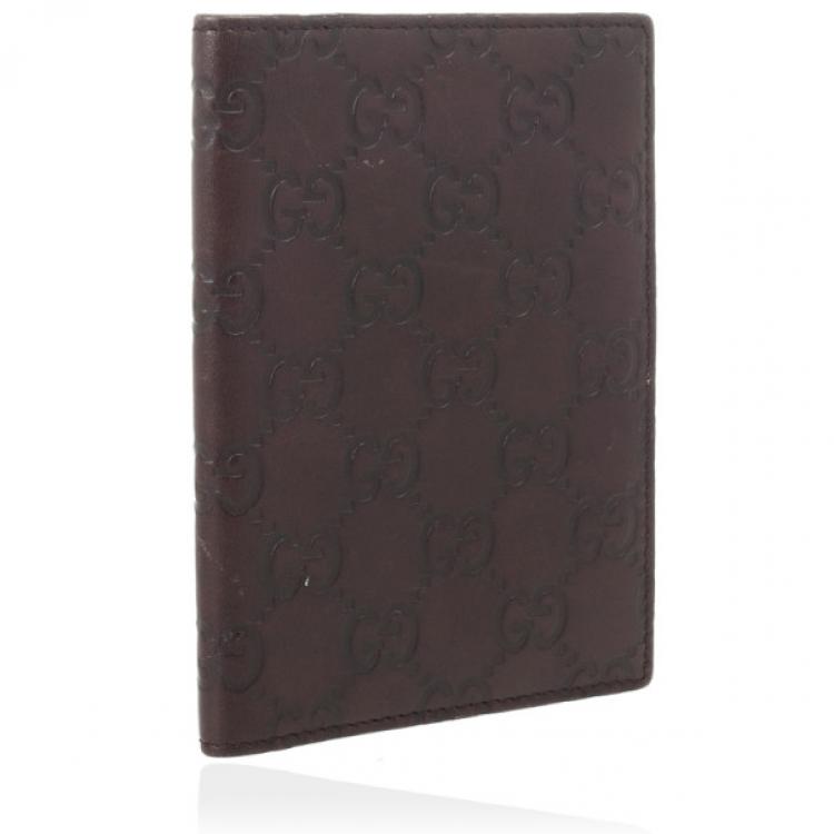 Pre Owned Gucci Brown Guccissima Leather Passport Case