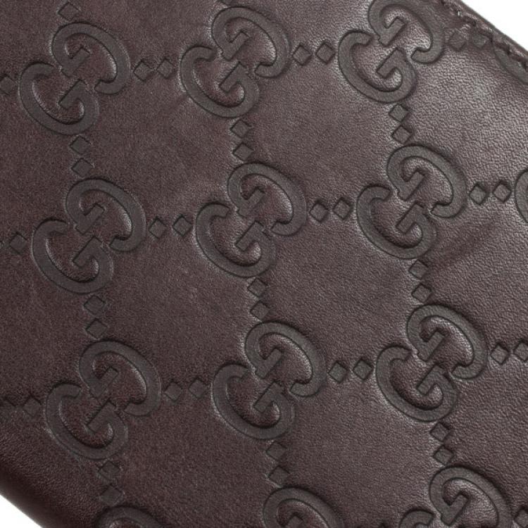 Pre Owned Gucci Brown Guccissima Leather Passport Case