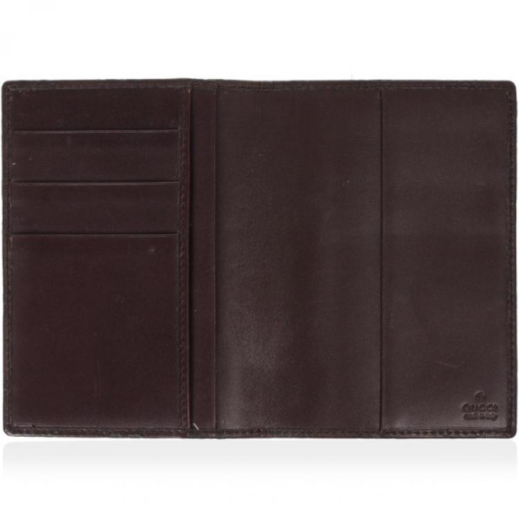 Pre Owned Gucci Brown Guccissima Leather Passport Case