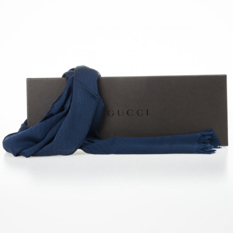 Pre Owned Gucci Blue Monogram Stole
