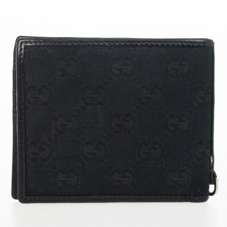 Pre Owned Gucci Black Monogram Billfold Wallet