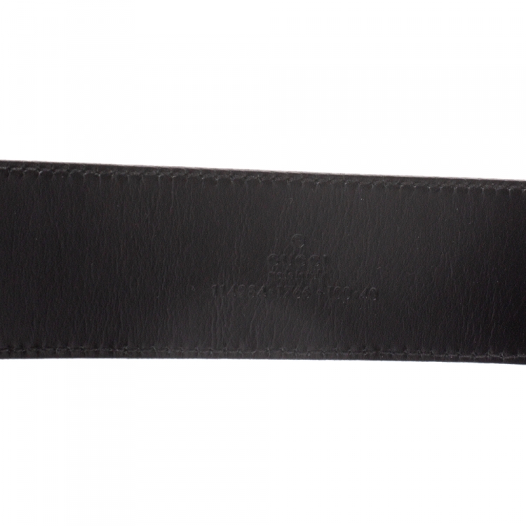 Pre Owned Gucci Black/Green Web Leather Interlocking GG Belt 100CM