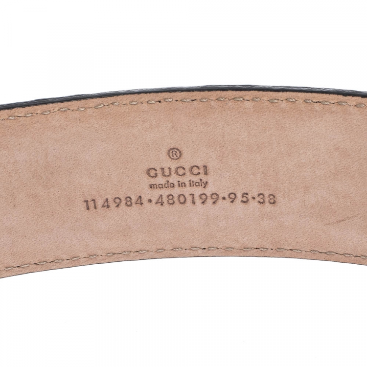 مملوكة مسبقًا Gucci Black Guccissima Leather Interlocking G Belt 95CM