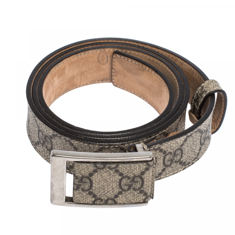 مملوكة مسبقًا Gucci Beige GG Supreme Canvas Square Buckle Belt 95CM