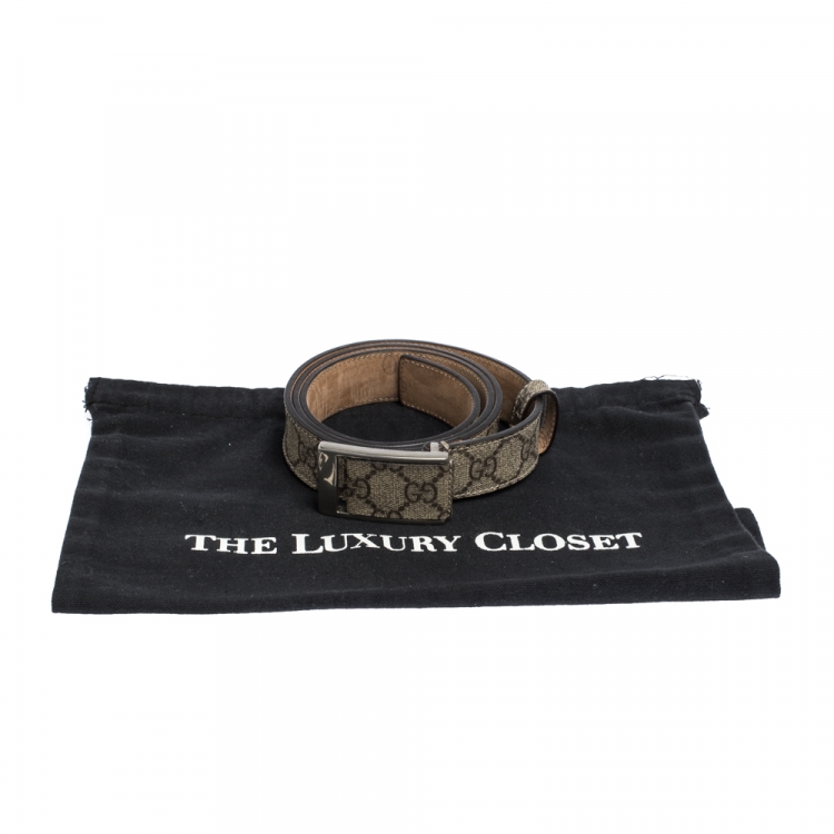 مملوكة مسبقًا Gucci Beige GG Supreme Canvas Square Buckle Belt 95CM