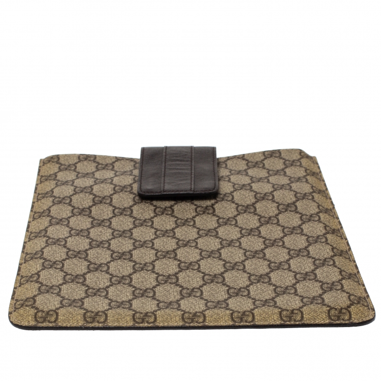 Pre Owned Gucci Beige/Brown GG Supreme Canvas iPad Case