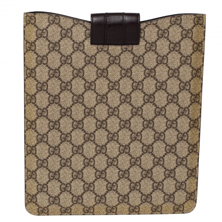 Pre Owned Gucci Beige/Brown GG Supreme Canvas iPad Case