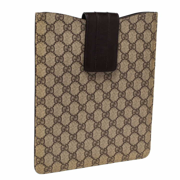 Pre Owned Gucci Beige/Brown GG Supreme Canvas iPad Case