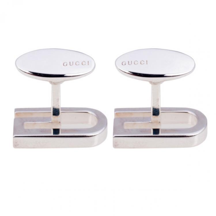 Pre Owned Gucci Sterling Silver Long G Cufflinks