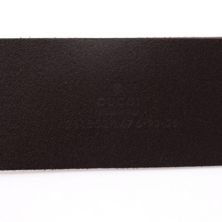 Pre Owned Gucci Black Leather Interlocking G Buckle Belt