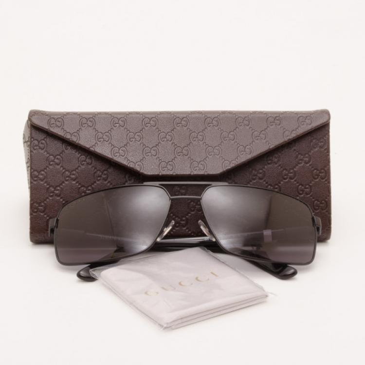 Pre Owned Gucci Black/Grey Metal Frame Sunglasses