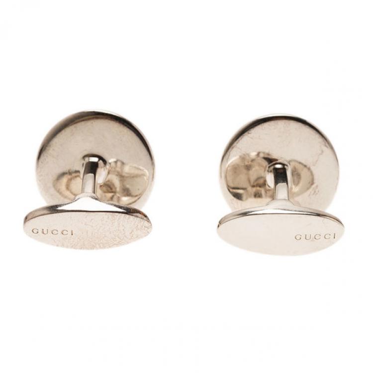Pre Owned Gucci GG Sterling Silver Cufflinks