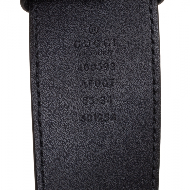 Pre Owned Gucci Black Leather GG Marmont Buckle Belt 85 CM