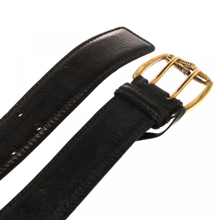 مملوكة مسبقًا Gucci Black Leather Buckle Belt 100CM