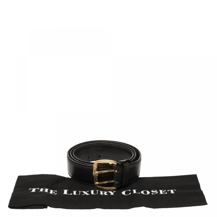 مملوكة مسبقًا Gucci Black Leather Buckle Belt 100CM