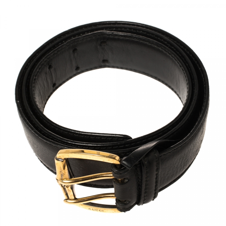 مملوكة مسبقًا Gucci Black Leather Buckle Belt 100CM
