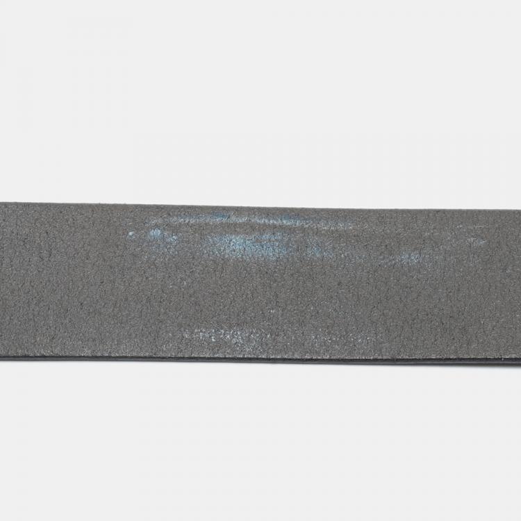 Pre Owned Gucci Grey Leather Interlocking G Buckle Belt 95CM