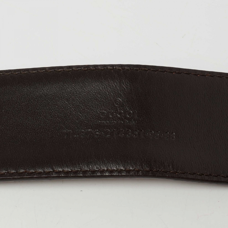 Pre Owned Gucci Beige/Brown GG Canvas and Leather Interlocking G Buckle Belt 95 CM