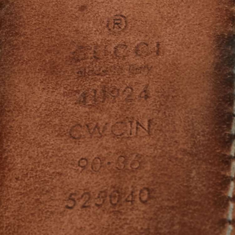 Pre Owned Gucci Black Guccissima Leather Interlocking G Buckle Belt 90 CM