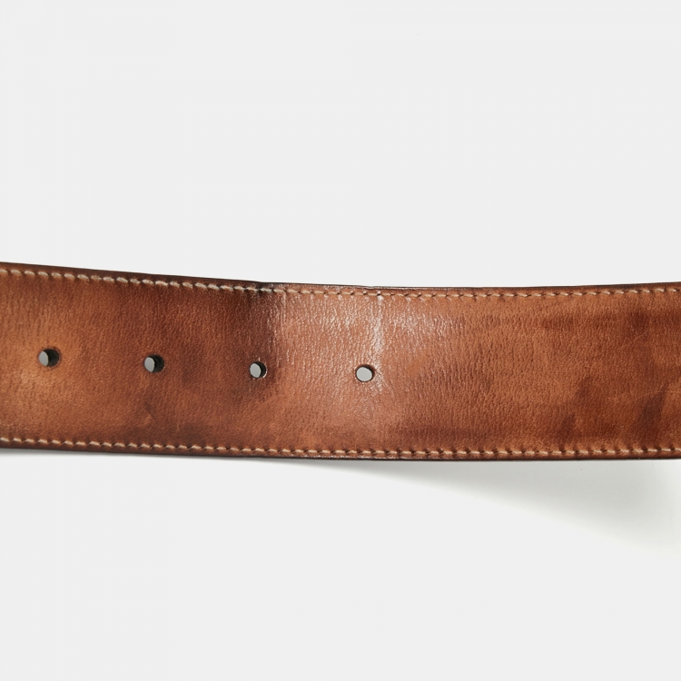 Pre Owned Gucci Black Guccissima Leather Interlocking G Buckle Belt 90 CM