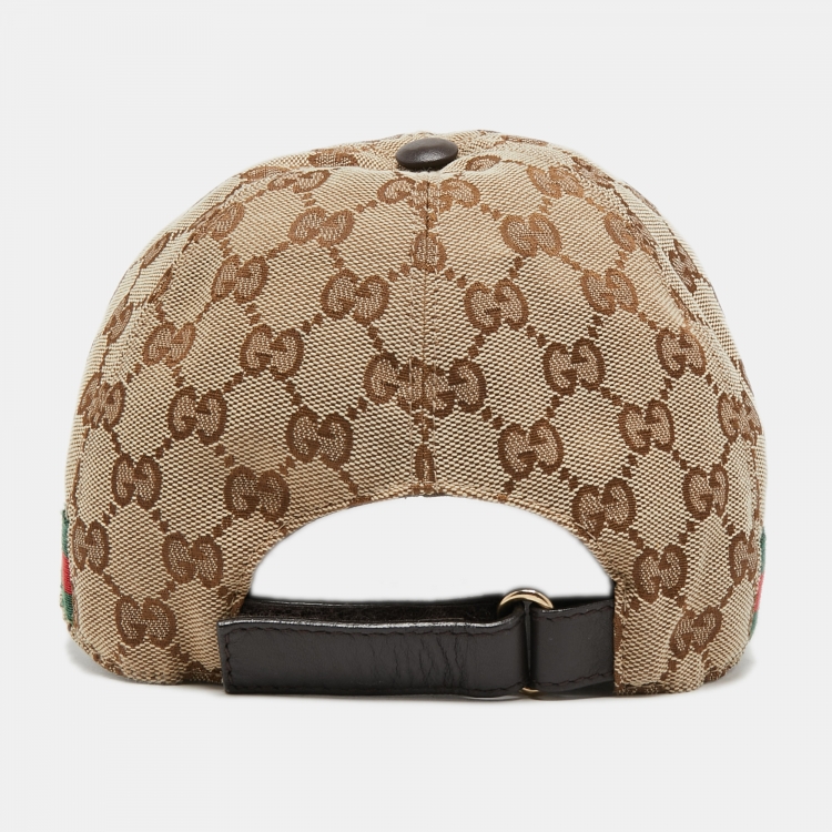 Pre Owned Gucci Beige Logo Monogram Canvas Baseball Cap XL