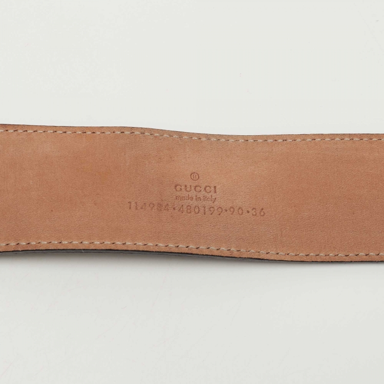 مملوكة مسبقًا Gucci Green/Red Web Fabric and Leather Interlocking G Buckle Belt 90CM