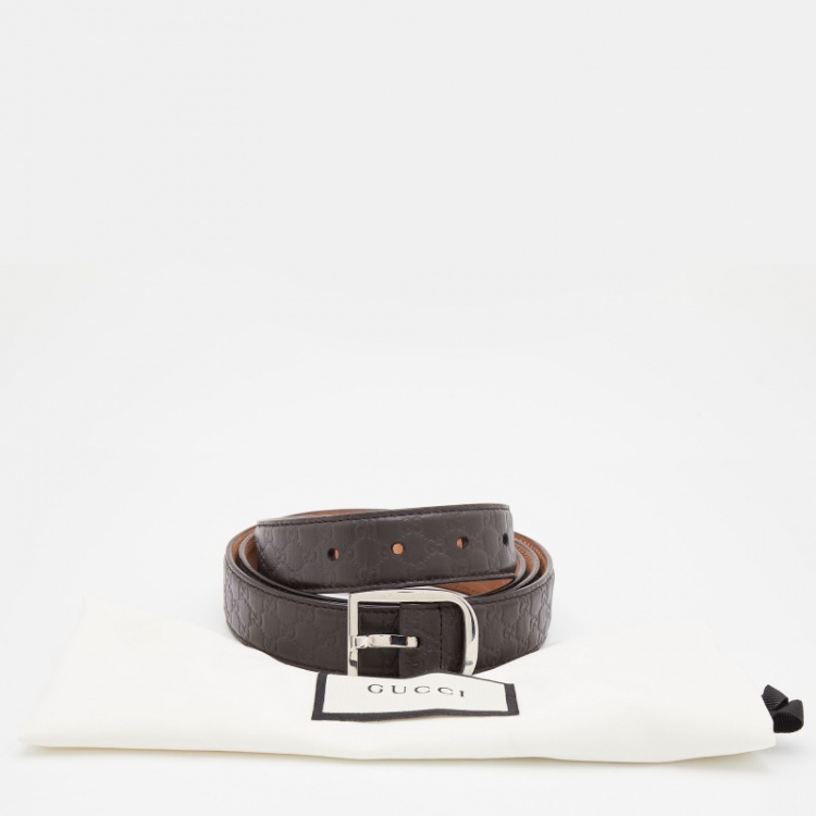 Pre Owned Gucci Dark Brown Guccissima Leather Buckle Belt 115 CM
