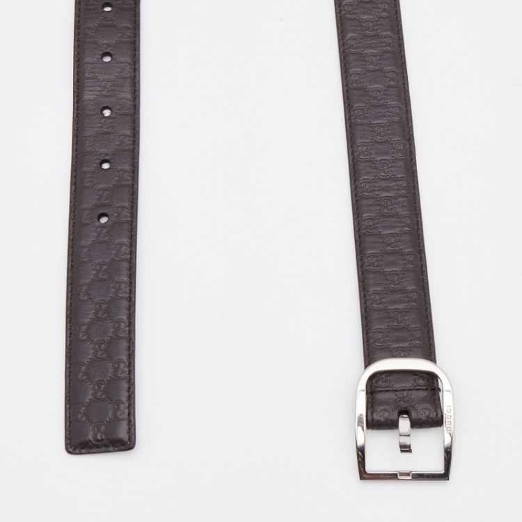 Pre Owned Gucci Dark Brown Guccissima Leather Buckle Belt 115 CM