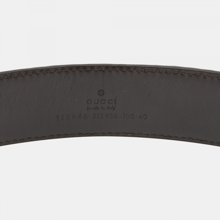 Pre Owned Gucci Dark Brown Guccissima  Leather Square Buckle Belt 100CM