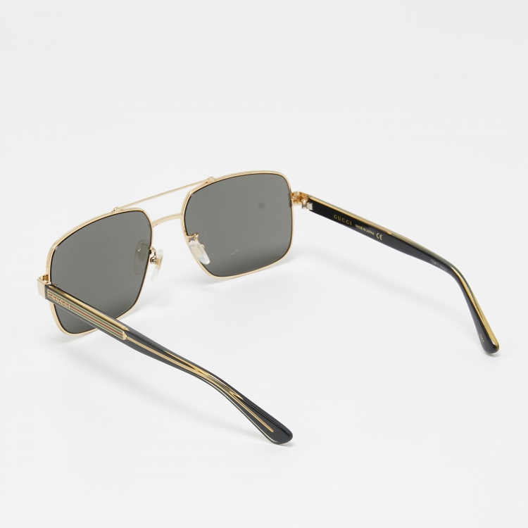 Pre Owned Gucci Black/Gold GG0529S Aviator Sunglasses