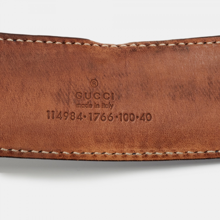 مملوكة مسبقًا Gucci Blue Guccissima Leather Interlocking G Buckle Belt 100CM