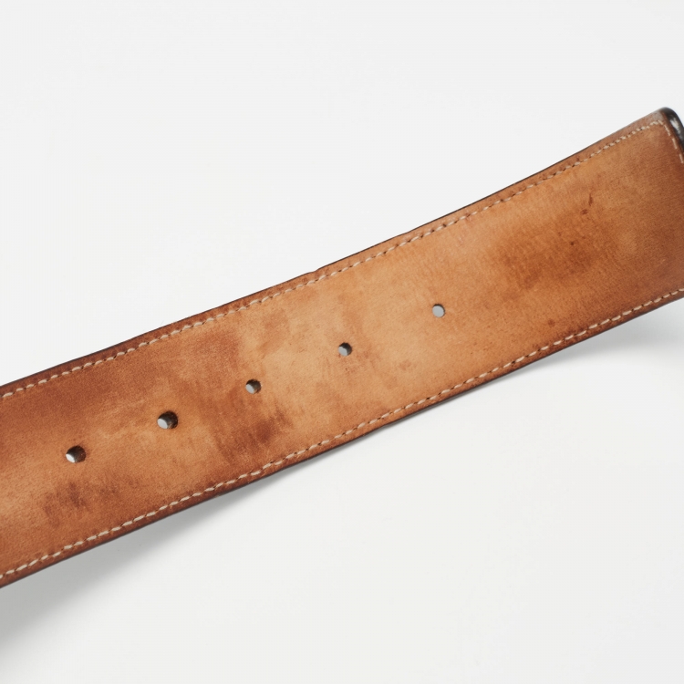 مملوكة مسبقًا Gucci Blue Guccissima Leather Interlocking G Buckle Belt 100CM