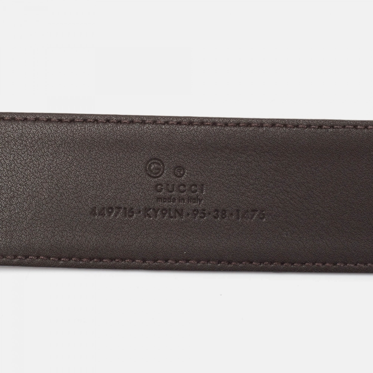 Pre Owned Gucci Dark Brown/Beige GG Canvas and Leather D Buckle Belt 95CM