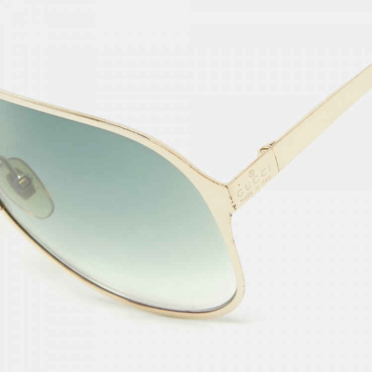 Pre Owned Gucci Green/Brown Gradient GG2206/S Aviator Sunglasses