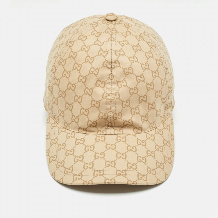 Pre Owned Gucci Beige GG Web Cotton Baseball Cap L