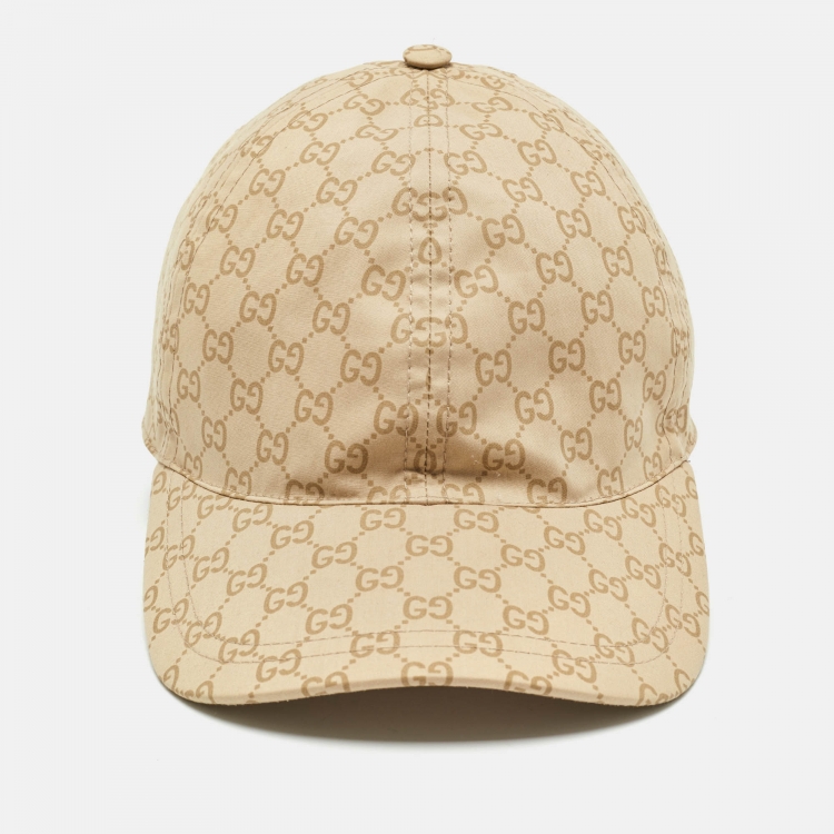 Pre Owned Gucci Beige GG Web Cotton Baseball Cap L