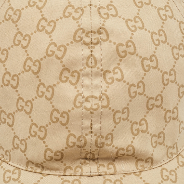 Pre Owned Gucci Beige GG Web Cotton Baseball Cap L