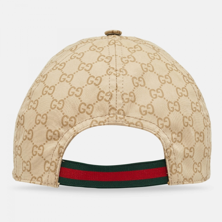 Pre Owned Gucci Beige GG Web Cotton Baseball Cap L