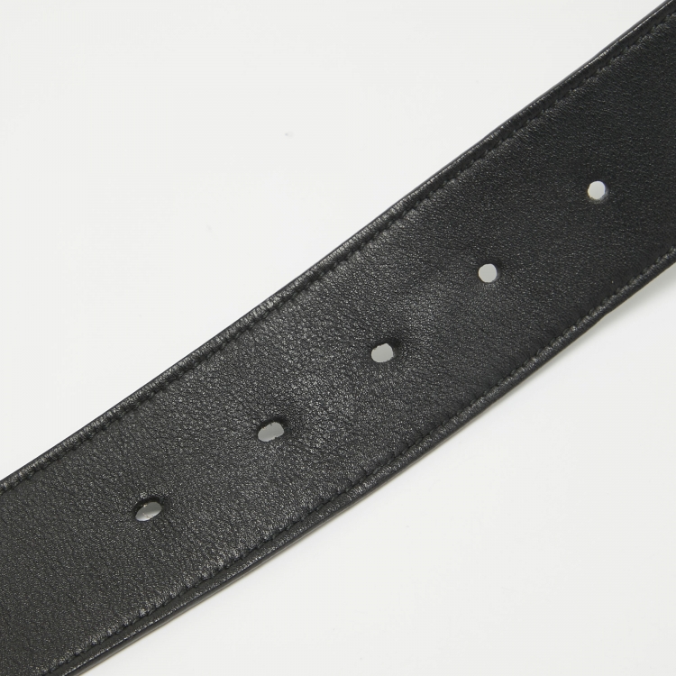 مملوكة مسبقًا Gucci Black Leather GG Marmont Buckle Belt 105CM