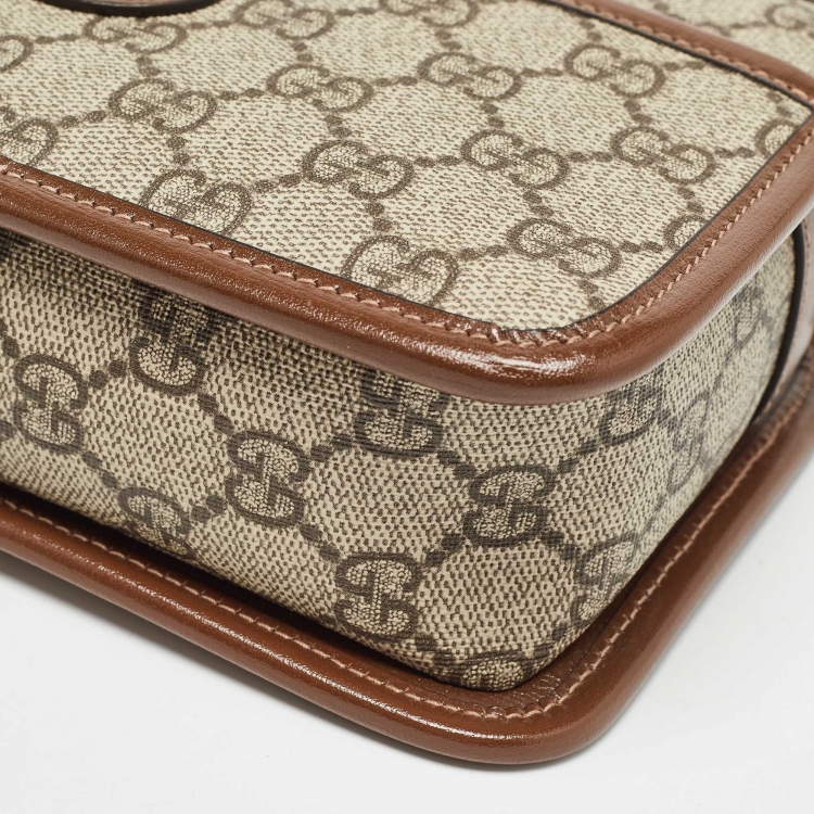 Pre Owned Gucci Brown/Beige GG Supreme Canvas and Leather Mini Interlocking G Crossbody Bag