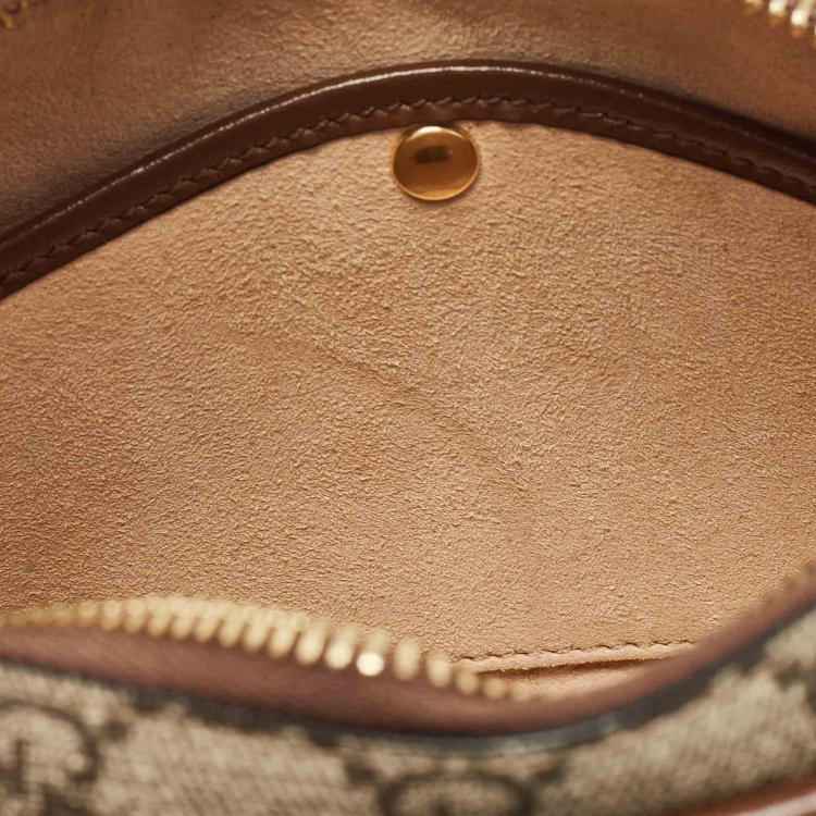 Pre Owned Gucci Brown/Beige GG Supreme Canvas and Leather Mini Interlocking G Crossbody Bag