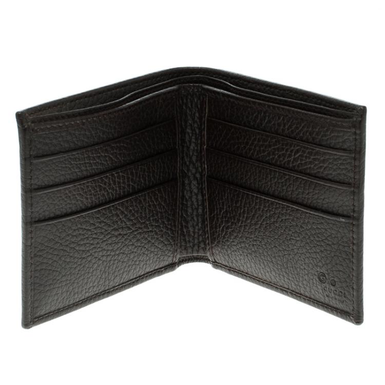 مملوكة مسبقًا Gucci Dark Brown GG Canvas and Leather Bi Fold Wallet