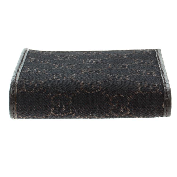 مملوكة مسبقًا Gucci Dark Brown GG Canvas and Leather Bi Fold Wallet