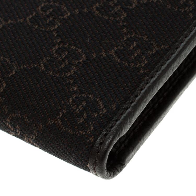 مملوكة مسبقًا Gucci Dark Brown GG Canvas and Leather Bi Fold Wallet