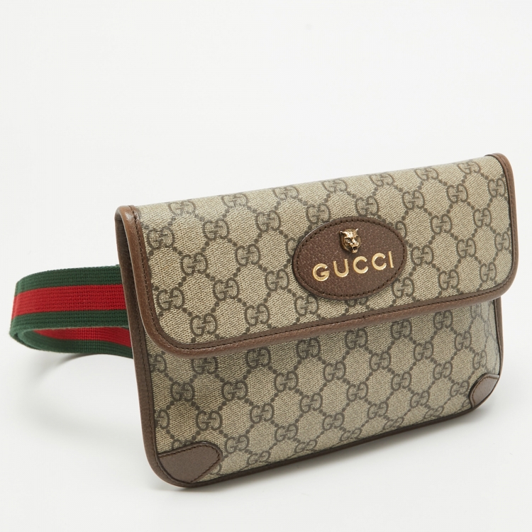 Pre Owned Gucci Beige/Brown GG Supreme Canvas and Leather Neo Belt Bag