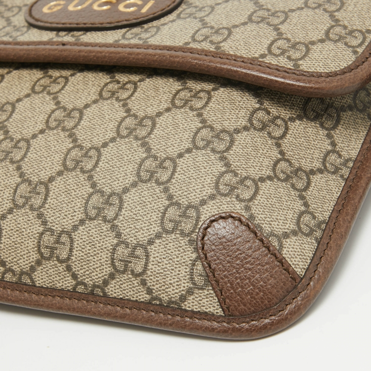 Pre Owned Gucci Beige/Brown GG Supreme Canvas and Leather Neo Belt Bag