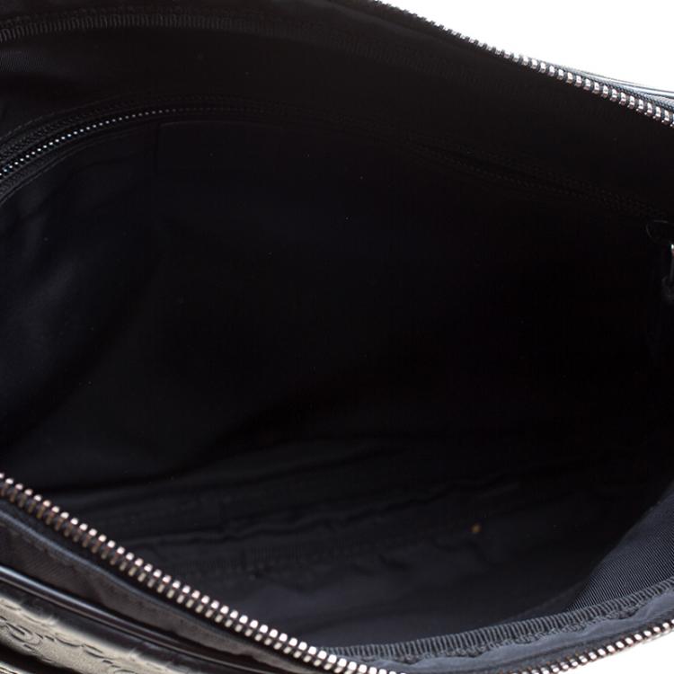 Pre Owned Gucci Black Nylon and Guccissima Leather Messenger Bag