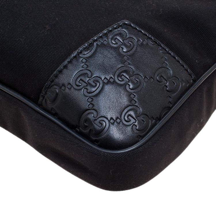 Pre Owned Gucci Black Nylon and Guccissima Leather Messenger Bag