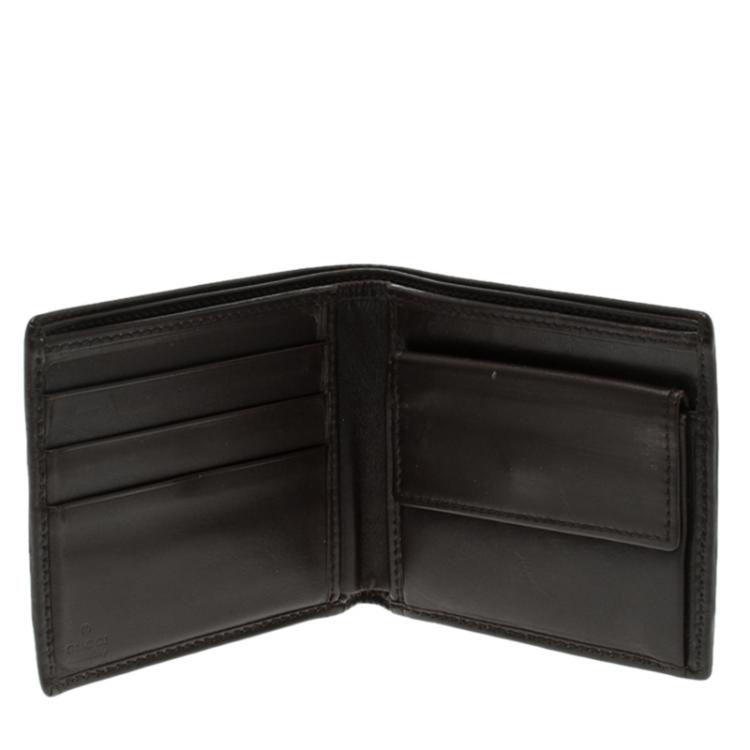 مملوكة مسبقًا Gucci Brown Guccissima Leather Web Bifold Wallet 